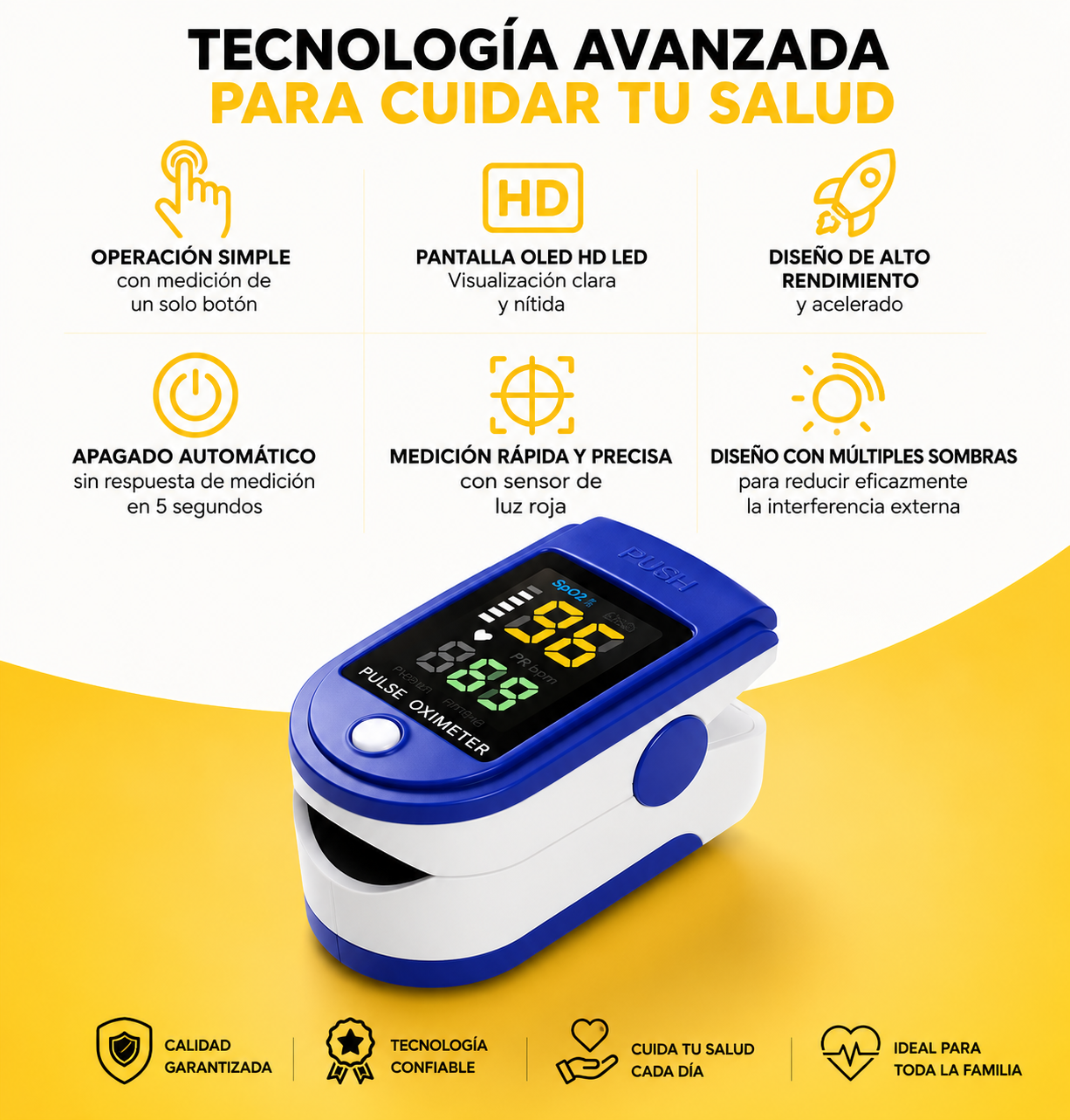 Controla Tu Presión y Oxígeno en Segundos Desde Casa Monitoreo rápido, preciso y fácil para toda la familia.